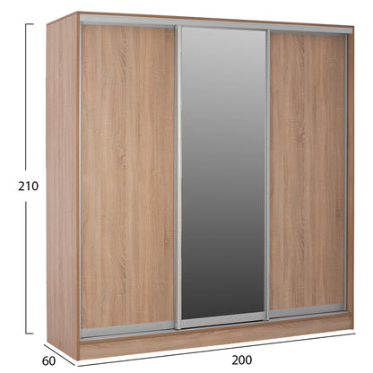 Wardrobe With Sliding Doors With Mirror Sonama Oak Hm2435 200x60x210