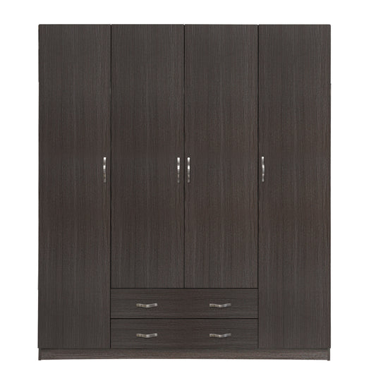Wardrobe 4 Door With 2 Drawers 200x55.5x180Η Hm353.01 Zebrano