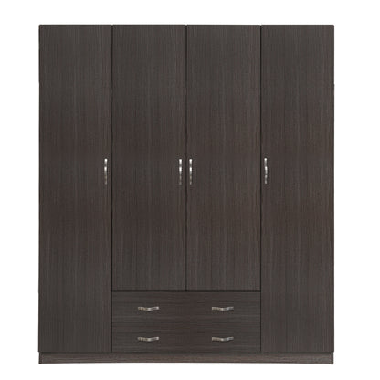 Wardrobe 4 Door With 2 Drawers 200x55.5x180Η Hm353.01 Zebrano