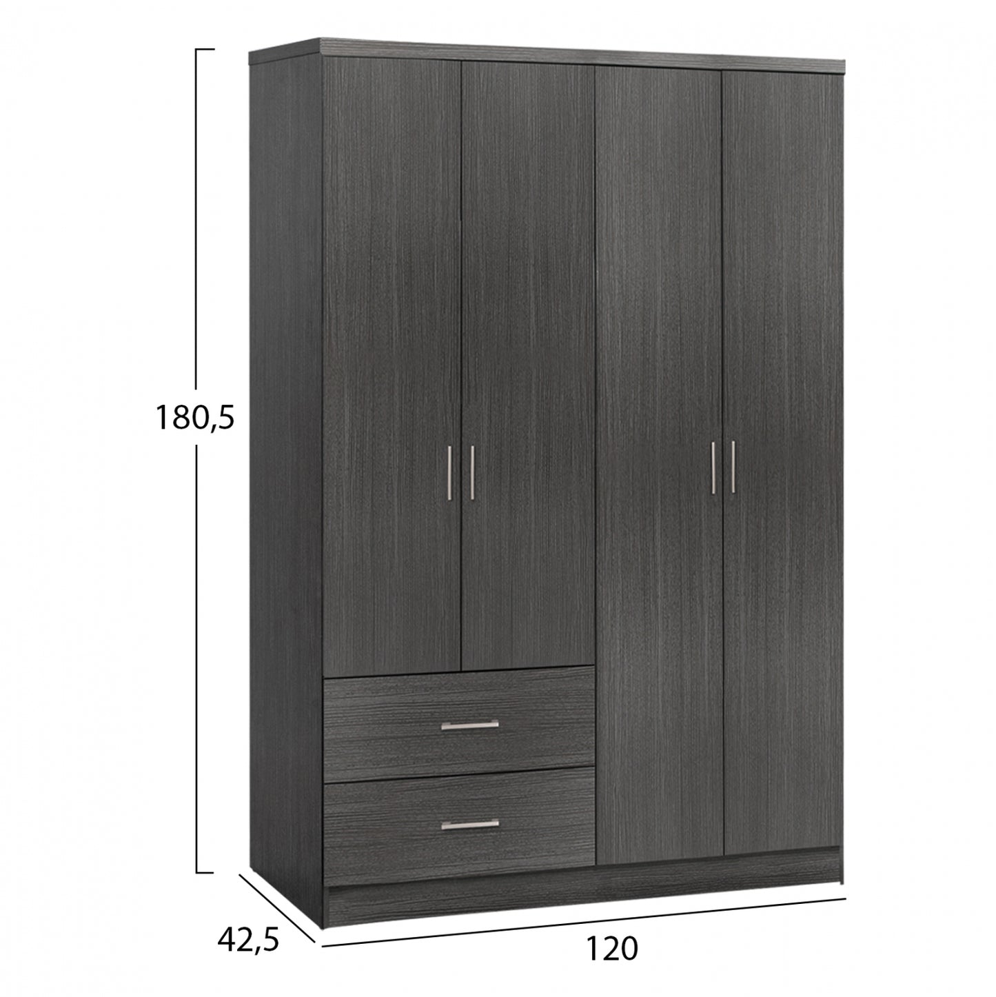 Wardrobe 4 Door With 2 Drawers Hm339.01 Zebrano 120x42,5x180,5