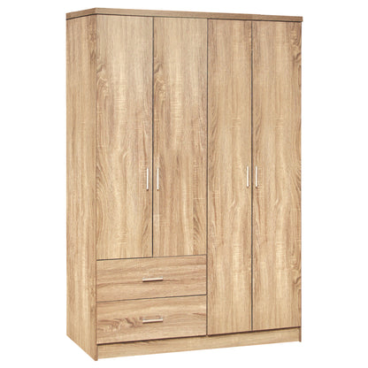 Wardrobe 4 Door With 2 Drawers Hm339.02 Sonama 120x42x181