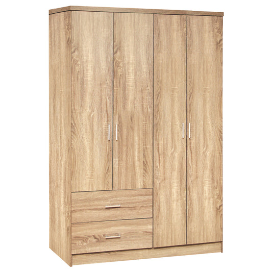 Wardrobe 4 Door With 2 Drawers Hm339.02 Sonama 120x42x181