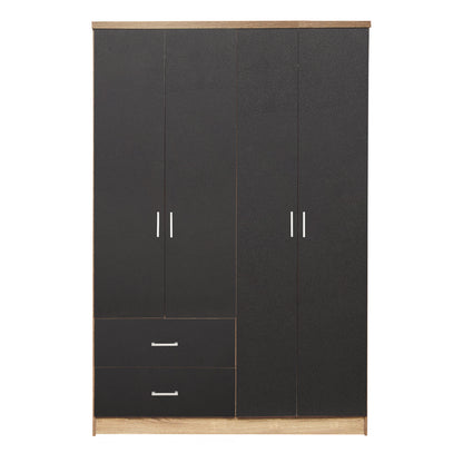 Wardrobe 4 Doors With 2 Drawers Hm339.04 Sonama-grey 120x42x181cm
