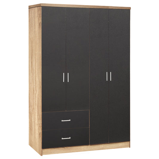 Wardrobe 4 Doors With 2 Drawers Hm339.04 Sonama-grey 120x42x181cm