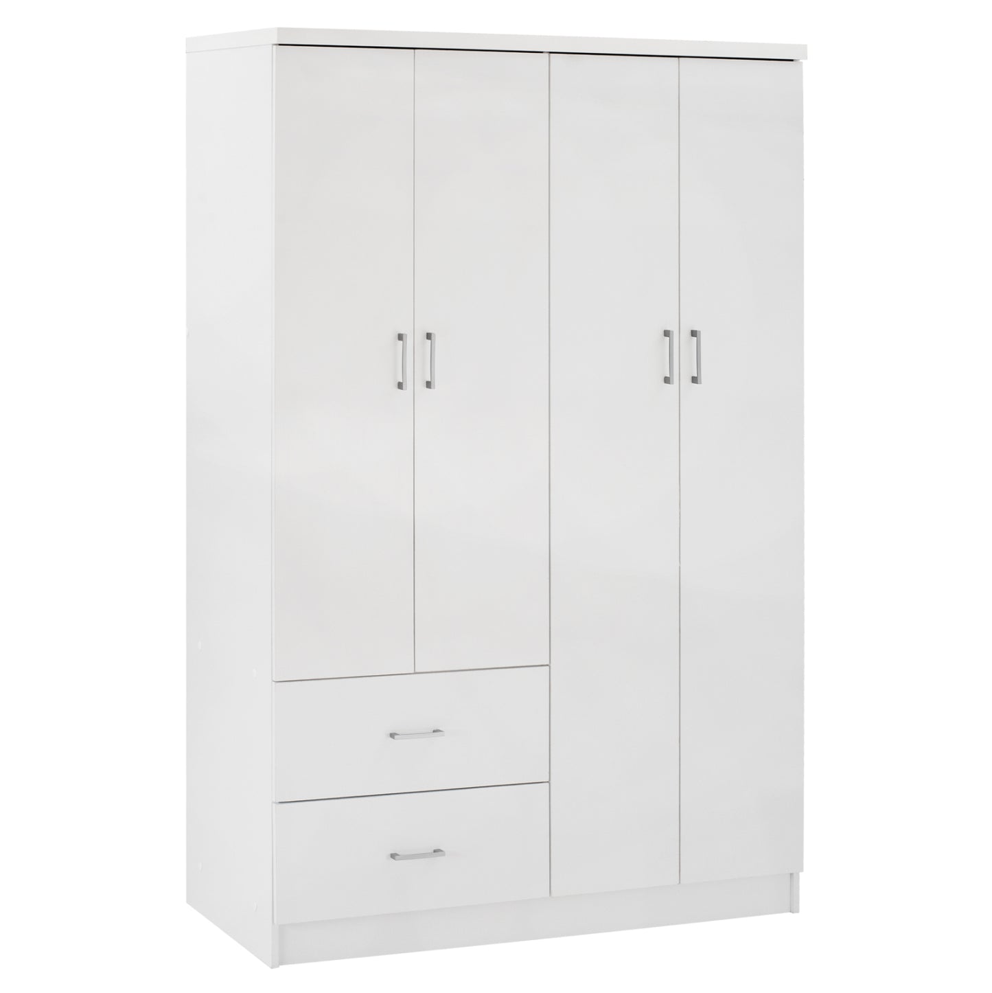 Wardrobe With 4 Doors And 2 Drawers Hm339.05 White 120Χ42,5Χ180,5 Cm.