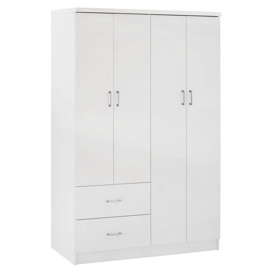 Wardrobe With 4 Doors And 2 Drawers Hm339.05 White 120Χ42,5Χ180,5 Cm.