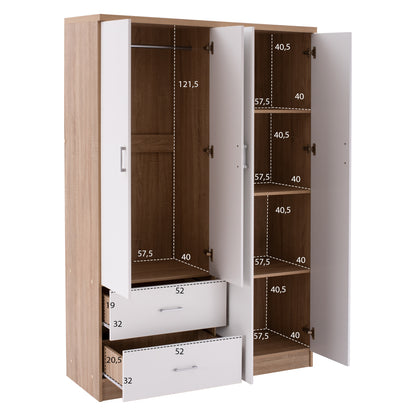 Wardrobe With 4 Doors And 2 Drawers Fb9339.06 Sonama White 120Χ42,5Χ180,5 Cm.