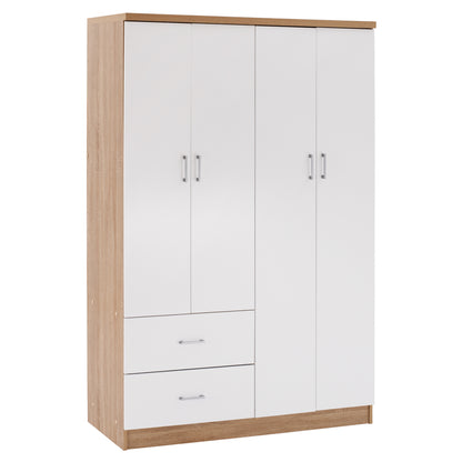 Wardrobe With 4 Doors And 2 Drawers Fb9339.06 Sonama White 120Χ42,5Χ180,5 Cm.