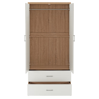 Wardrobe 4-leaf With 4 Drawers Reina Hm21257 Melamine In White-sonama Color 160x42.5x180.5Η