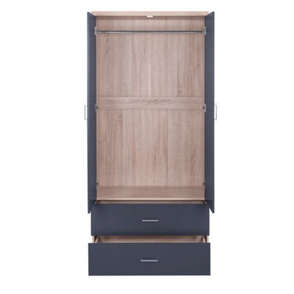 Wardrobe 4-leaf With 4 Drawers Reina Hm21259 Melamine Grey-sonama 160x42x180Η