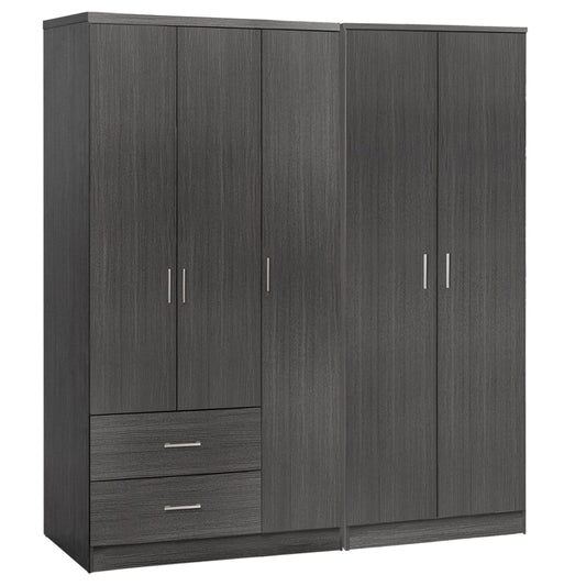 Wardrobe 5-leaf Caesar Hm21234.01 Melamine In Zebrano Color 150x42.5x181hcm.