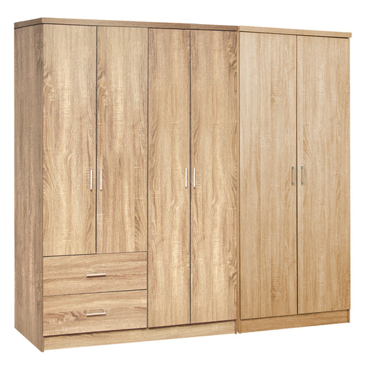 Wardrobe 6-leaf Blakely Hm21235.02 Melamine In Sonama Color 201x43x181hcm.