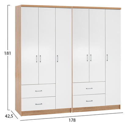 6-leaf Wardrobe Caesar Hm21236.02 Melamine In Sonama & White 180x42,5Χ181hcm.