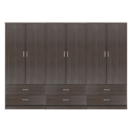 Wardrobe Reina 6-leaf With 6 Drawers Fb921060.01 Melamine In Zebrano Color 240x42x181hcm.