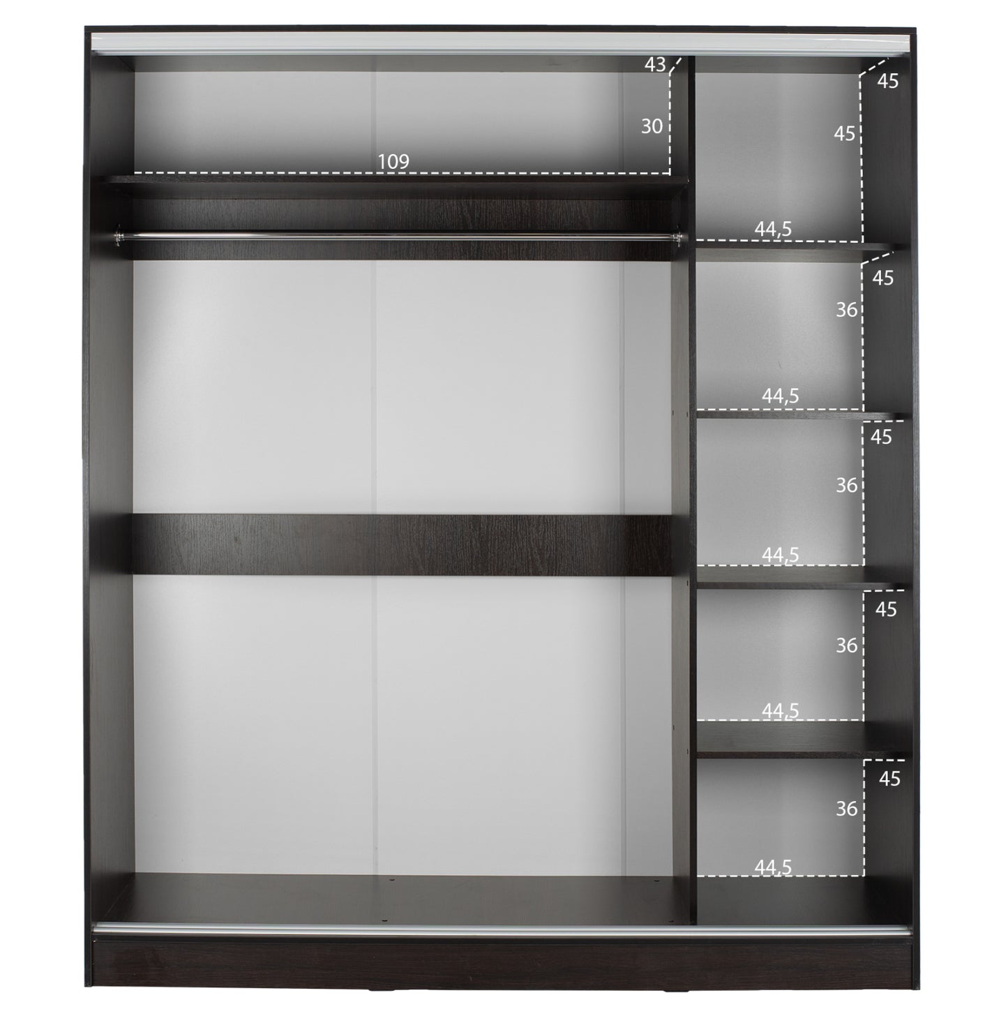 Wardrobe 2-leaf Hm2434.02 Adler Sliding Doors Mirror Wenge 160x60x210h