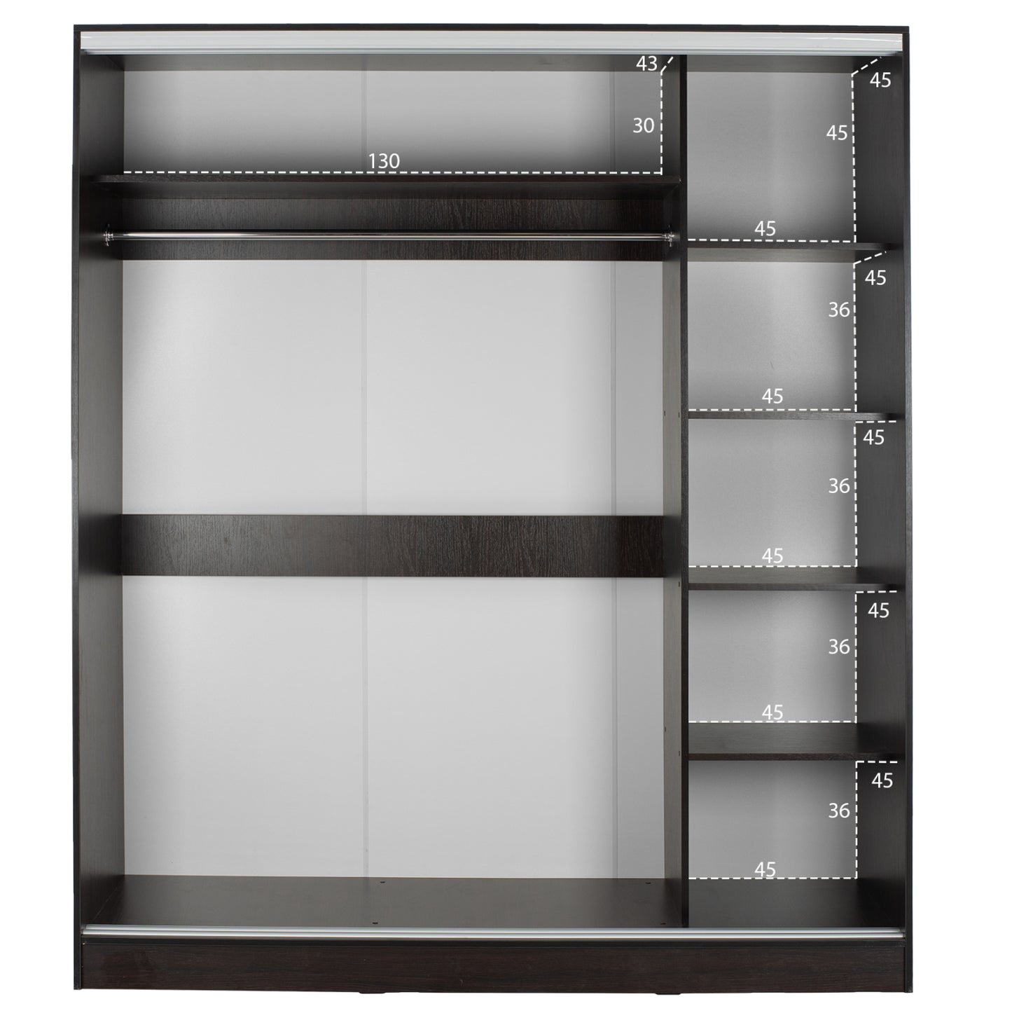 Wardrobe 2-leaf Hm2434.02 Adler Sliding Doors Mirror Wenge 160x60x210h