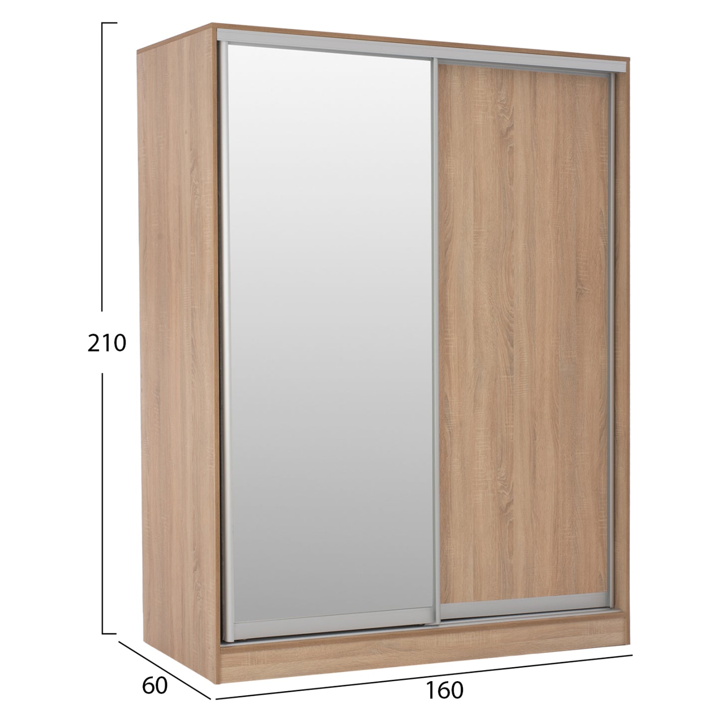 Wardrobe With Sliding Doors With Mirror Sonama Hm2434 160x60x210 Cm.