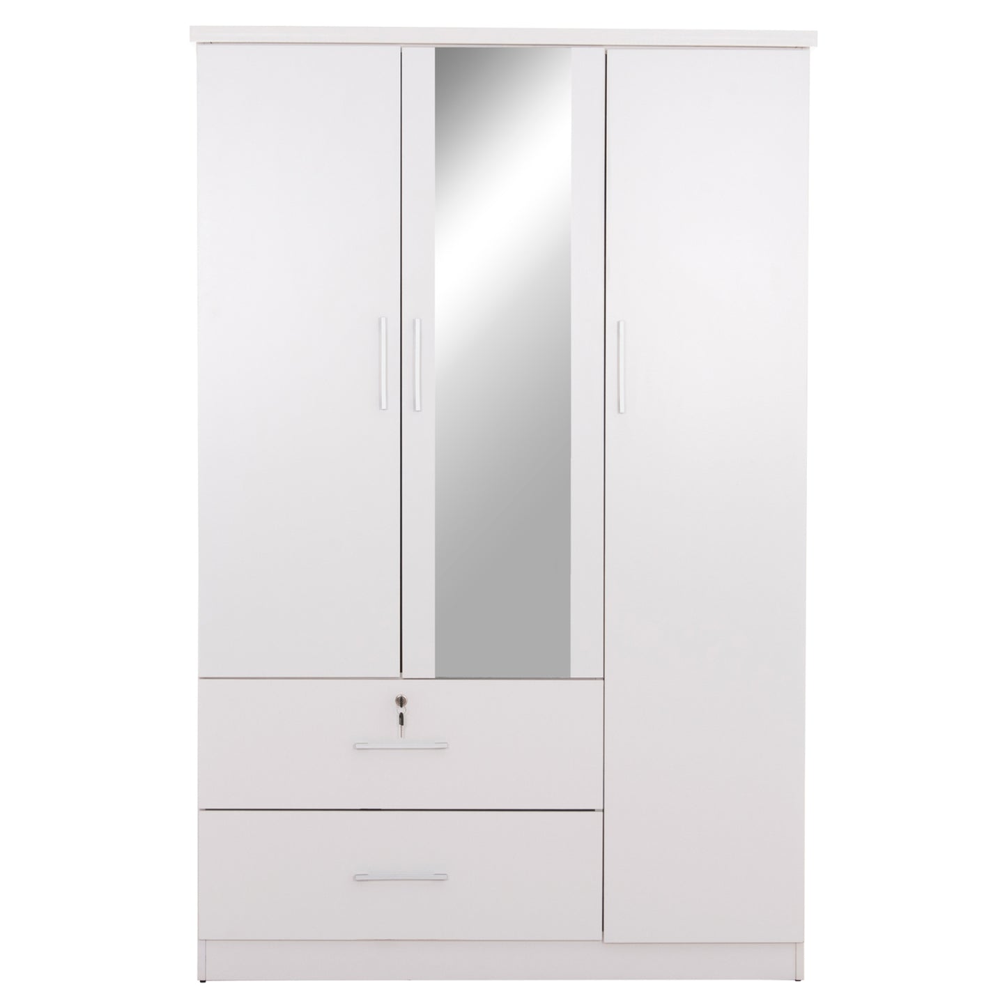 Wardrobe With Mirror & Shelves Jarry Hm2485.01 Melamine In White 119x48x183hcm.