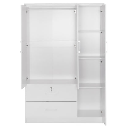 Wardrobe With Mirror & Shelves Jarry Hm2485.01 Melamine In White 119x48x183hcm.