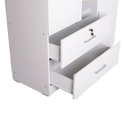 Wardrobe With Mirror & Shelves Jarry Hm2485.01 Melamine In White 119x48x183hcm.