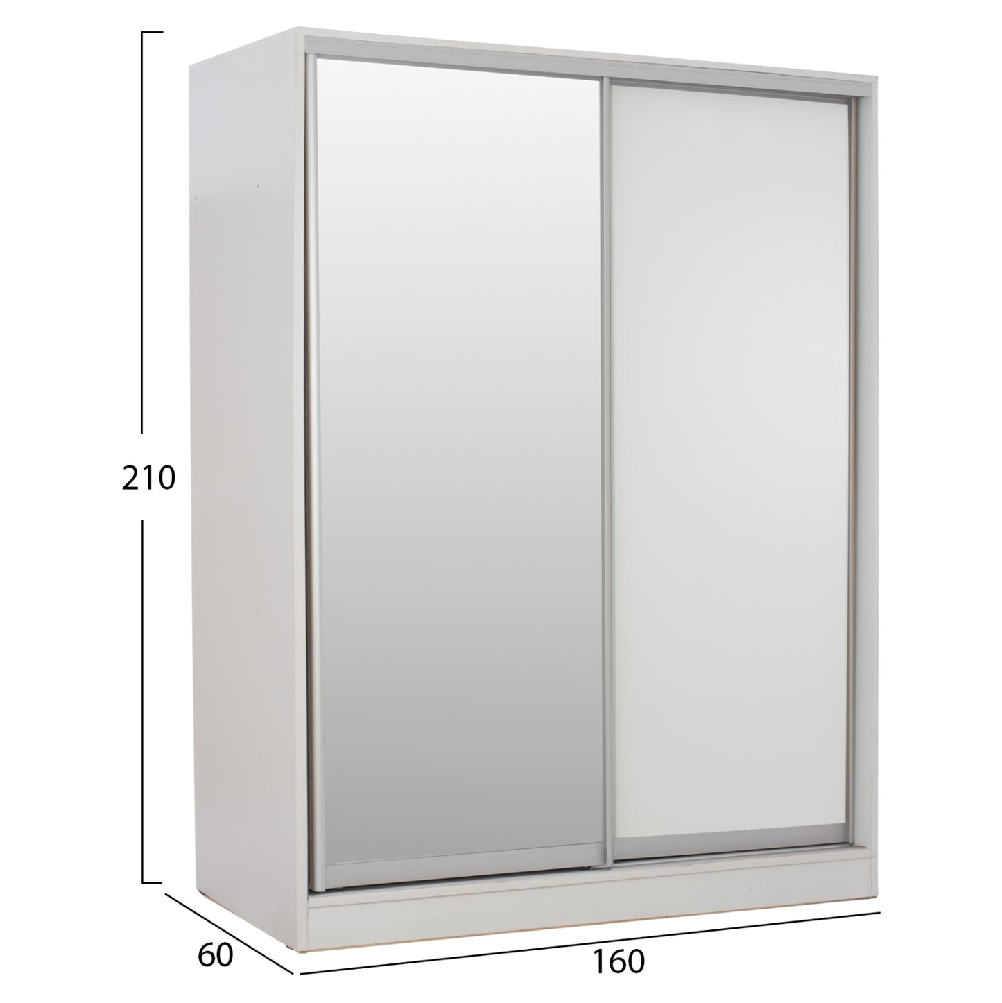 Wardrobe With Sliding Doors With Mirror White Hm2434.03 160x60x210 Cm.