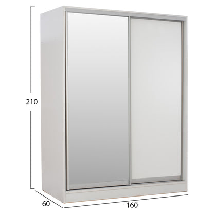 Wardrobe With Sliding Doors With Mirror White Hm2434.03 160x60x210 Cm.