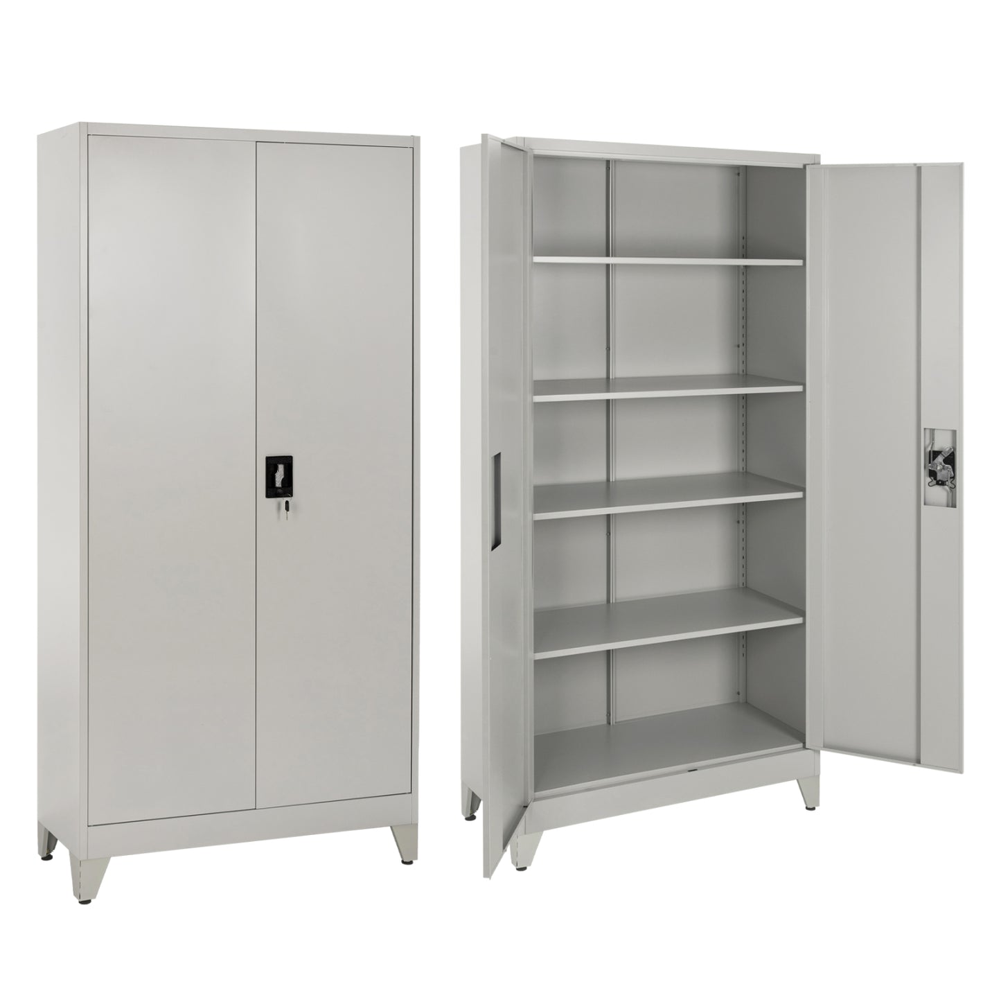 Wardrobe Metallic Duron Hm11979 2-leaf With 5 Storage Spaces & Legs-grey 90Χ40Χ190hcm.