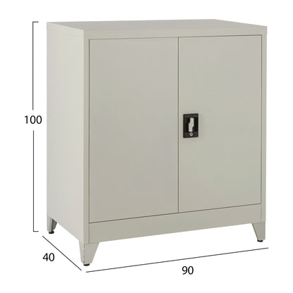 Closet Metallic Duron Hm11980 2-leaf With 2 Storage Spaces & Legs-grey 90Χ40Χ100hcm.