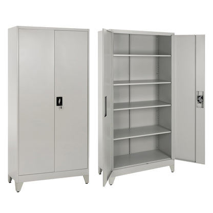 Wardrobe Metallic Duron Hm12001 2-leaf With 5 Storage Spaces & Legs-grey 90Χ40Χ190hcm.