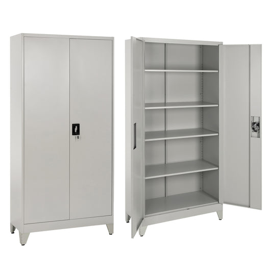 Wardrobe Metallic Duron Hm12001 2-leaf With 5 Storage Spaces & Legs-grey 90Χ40Χ190hcm.