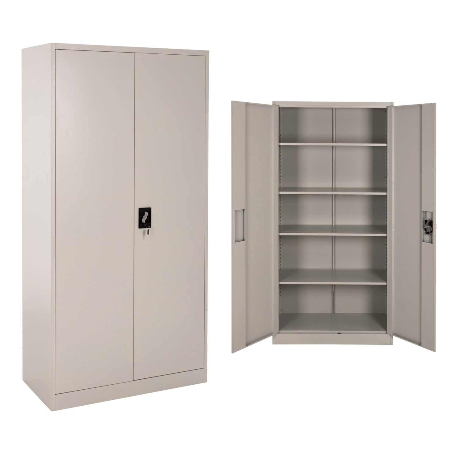 Wardrobe Metallic Hm5959.01 2-leaf With 5 Storage Spaces Light Grey 90Χ40Χ180hcm.