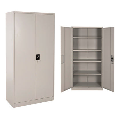 Wardrobe Metallic Hm5959.01 2-leaf With 5 Storage Spaces Light Grey 90Χ40Χ180hcm.
