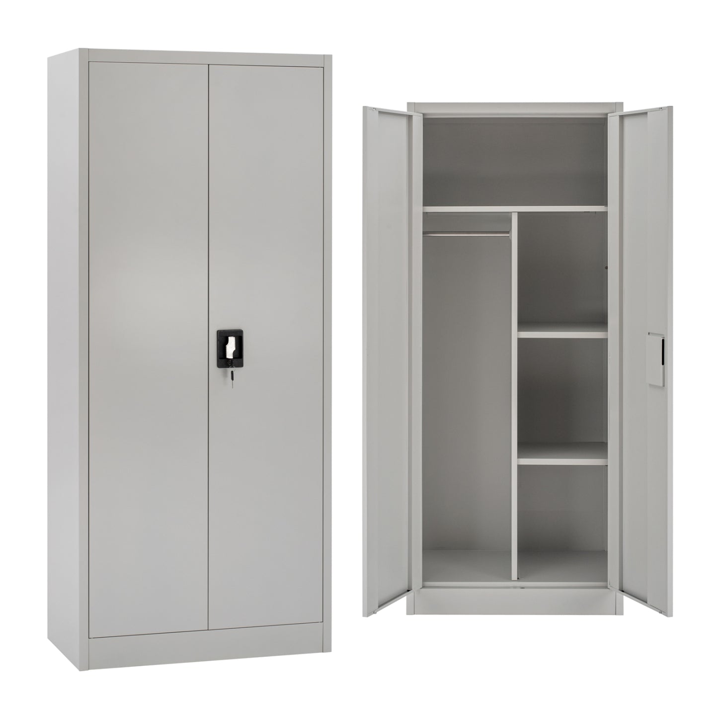 Wardrobe Hm5961.01 Metallic 2-leaf Light Grey 90Χ45Χ180hcm.