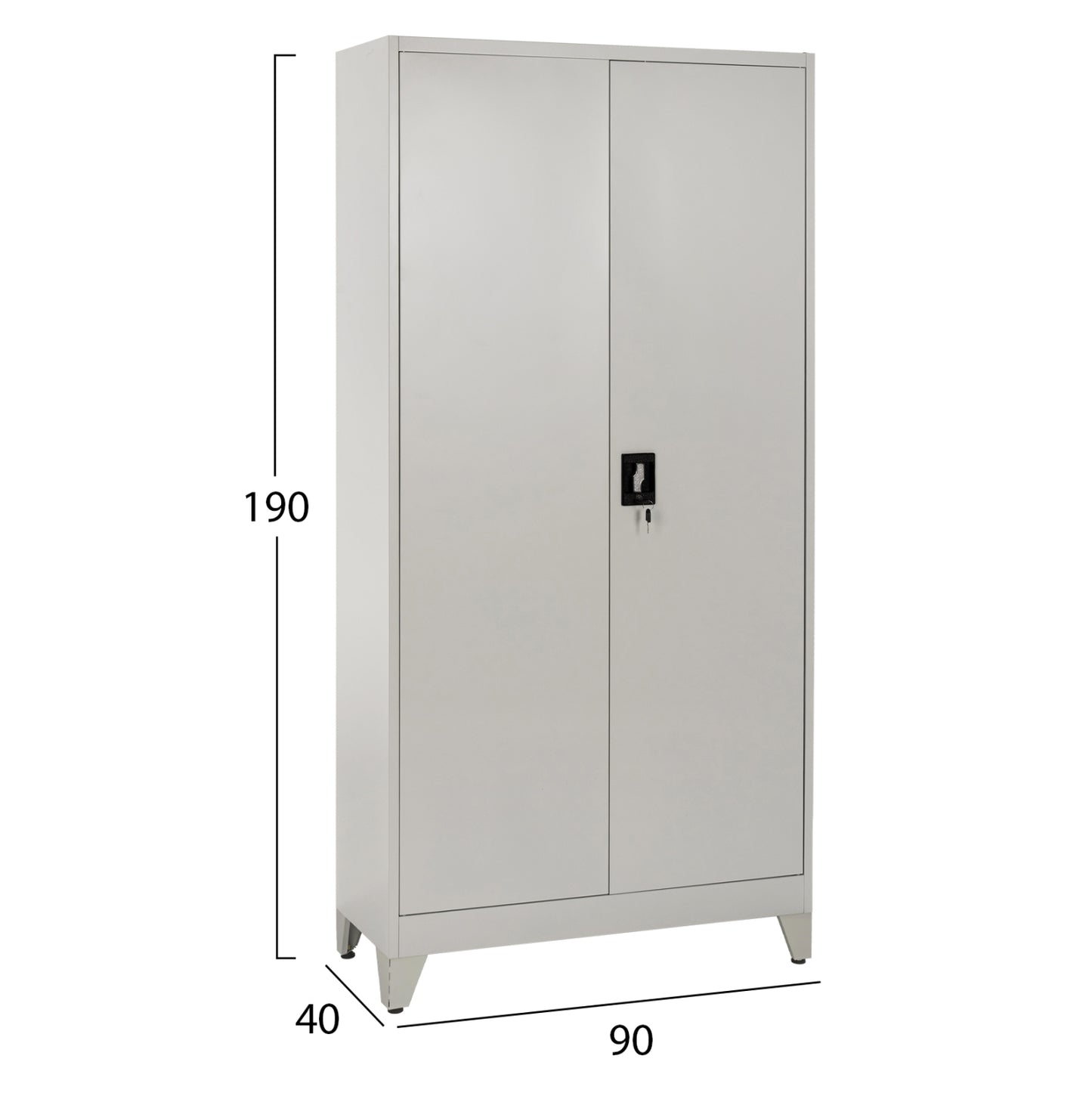 Wardrobe Metallic With Legs Clod Hm11981 2-leaf With Divider- Light Grey 90Χ40Χ190hcm.