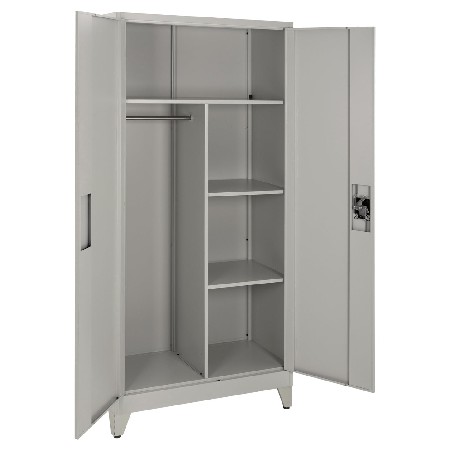 Wardrobe Metallic With Legs Clod Hm11998 2-leaf With Divider- Light Grey 90Χ40Χ190hcm.