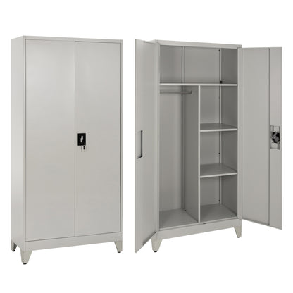 Wardrobe Metallic With Legs Clod Hm11998 2-leaf With Divider- Light Grey 90Χ40Χ190hcm.