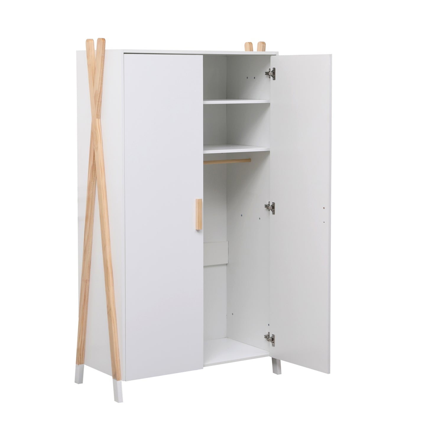 Children's Wardrobe Paschal Hm2494.03 White Melamine-pine Wood Legs 96x44x170hcm.
