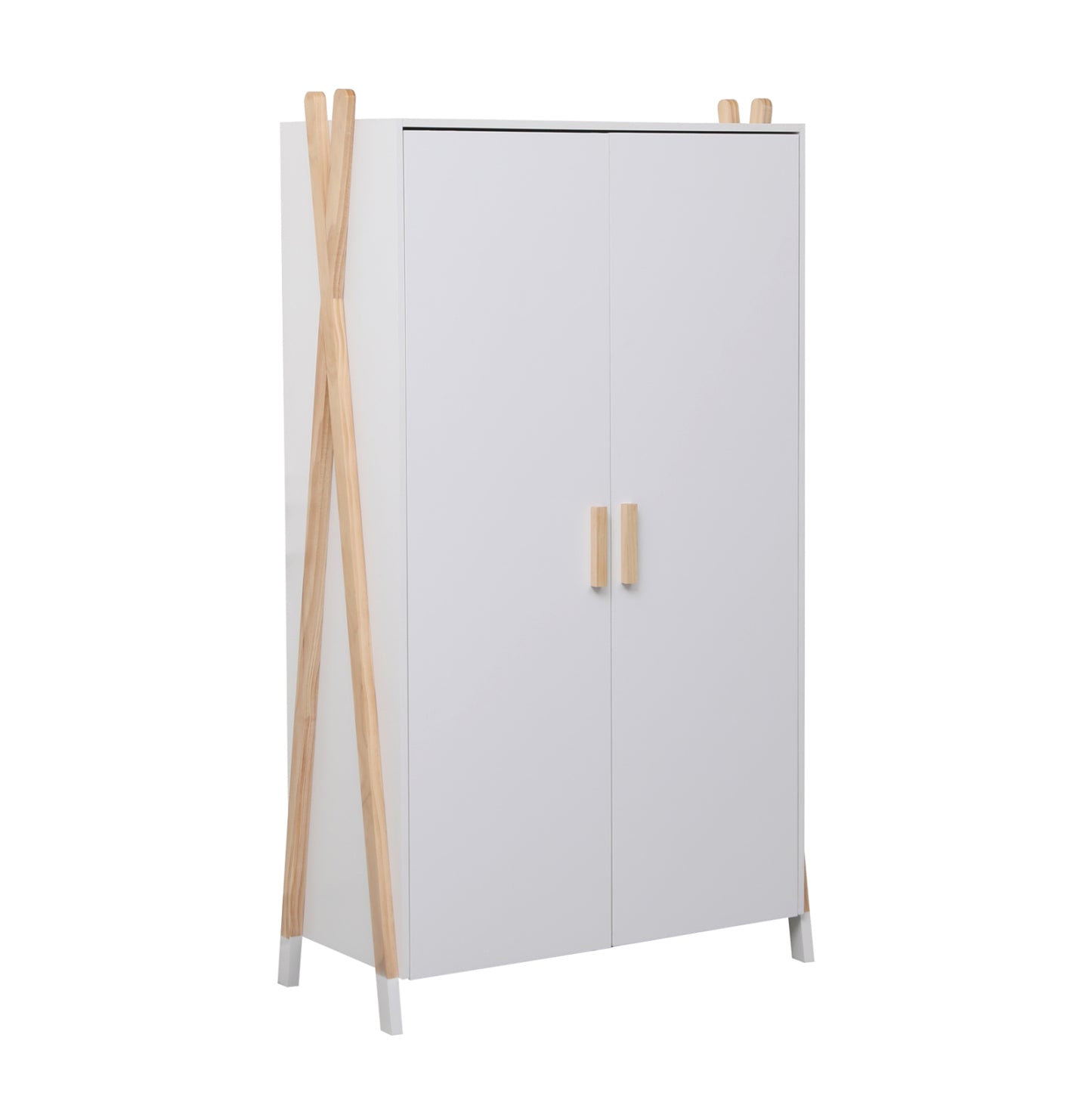 Children's Wardrobe Paschal Hm2494.03 White Melamine-pine Wood Legs 96x44x170hcm.