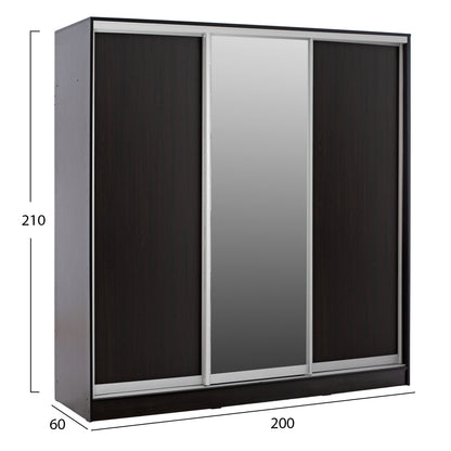 Wardrobe With Sliding Doors With Mirror Wenge Hm2435.02 200x60x210cm.