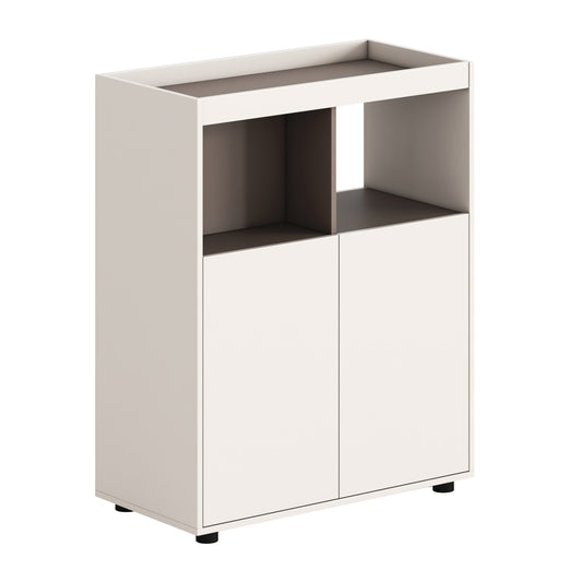 Cabinet/bookcase Newline Hm18284 Melamine In Cream White-light Brown 80x40x100hcm.