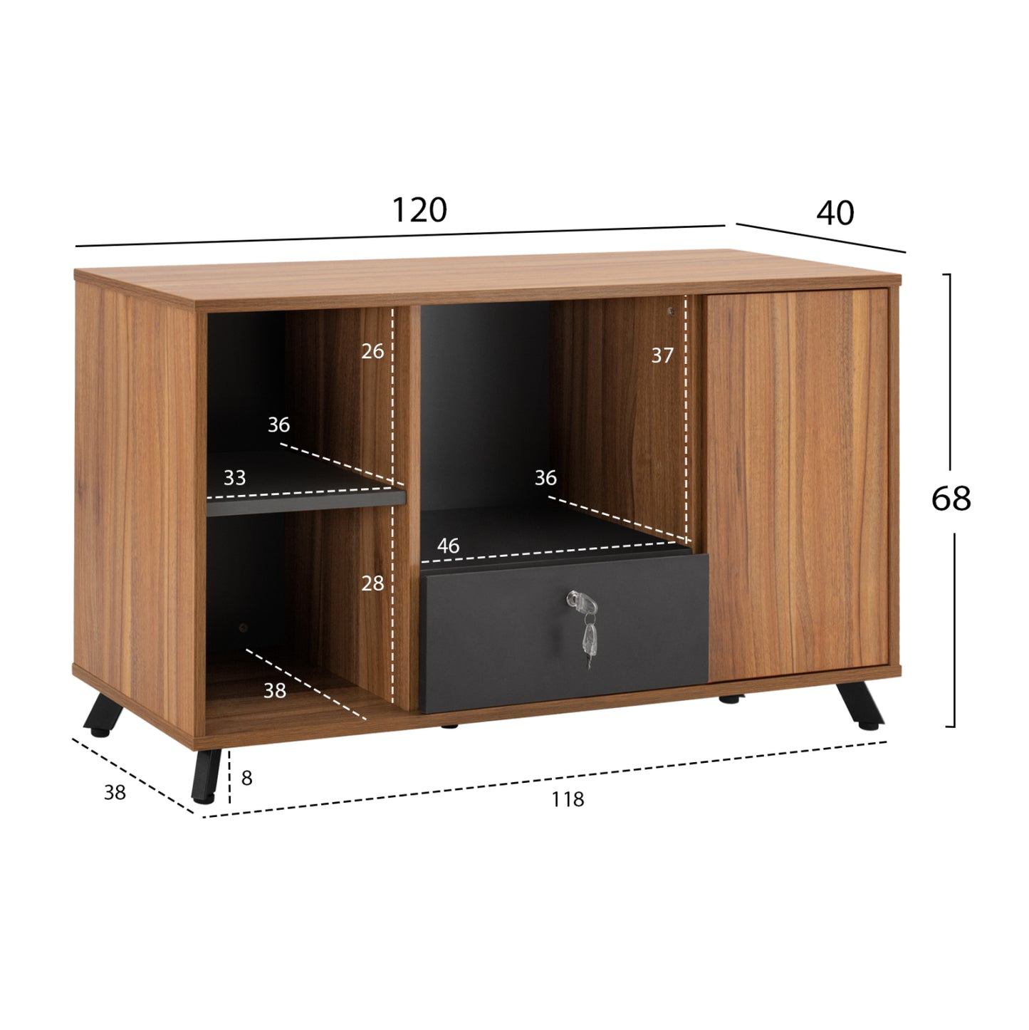 Professional Office Cabinet Supreme Hm2375 120x40x68cm