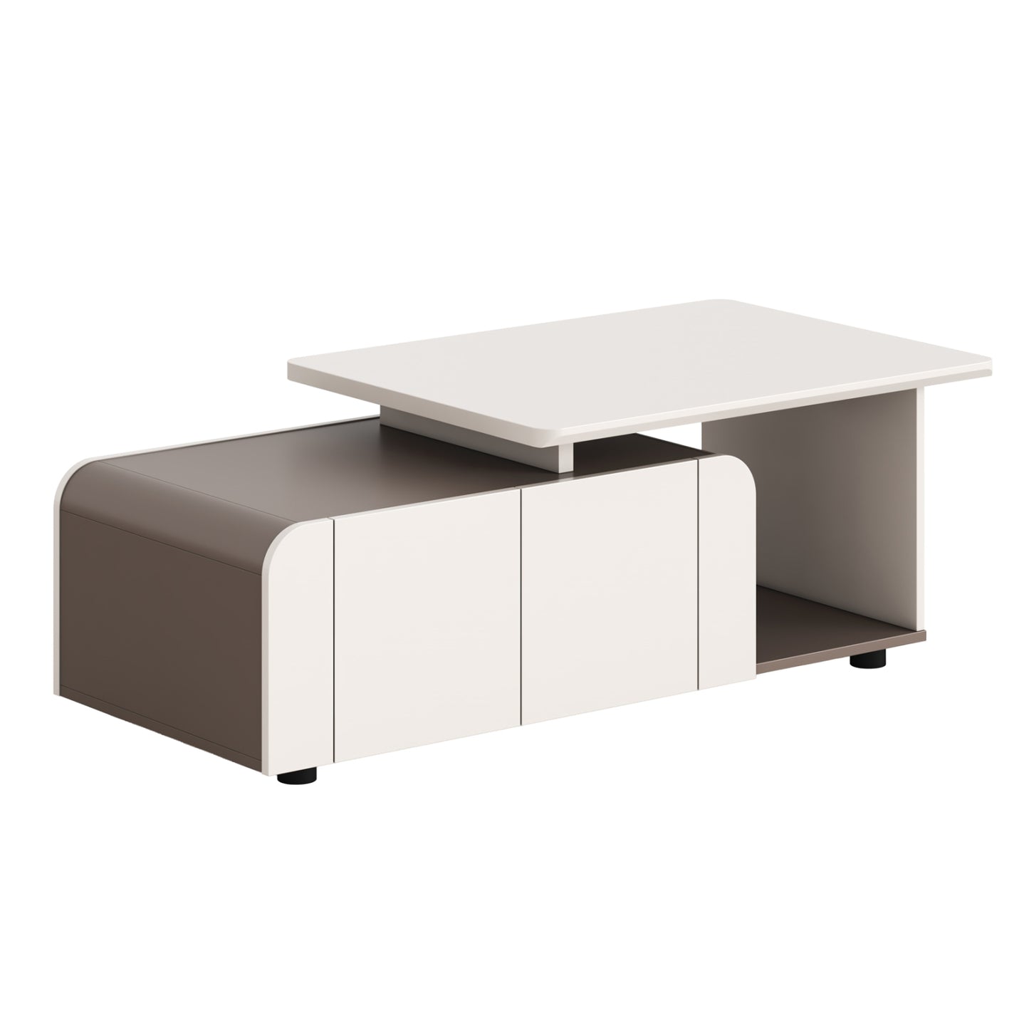 Office Cabinet Newline Hm18285 Melamine In Cream White - Light Brown 120x60x42hcm.