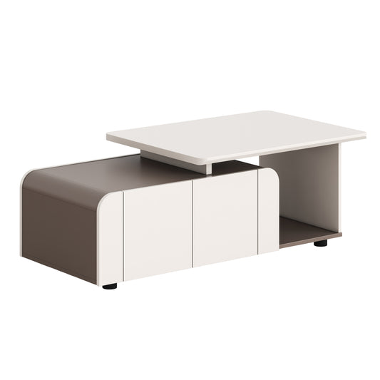 Office Cabinet Newline Hm18285 Melamine In Cream White - Light Brown 120x60x42hcm.