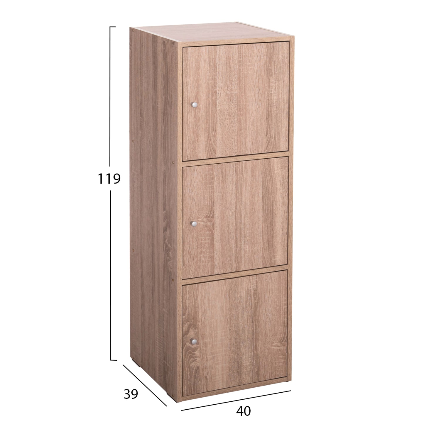 Cabinet With 3 Storage Spaces Soriano Hm9939.11 Sonama Oak Melamine 40x39x119hcm.
