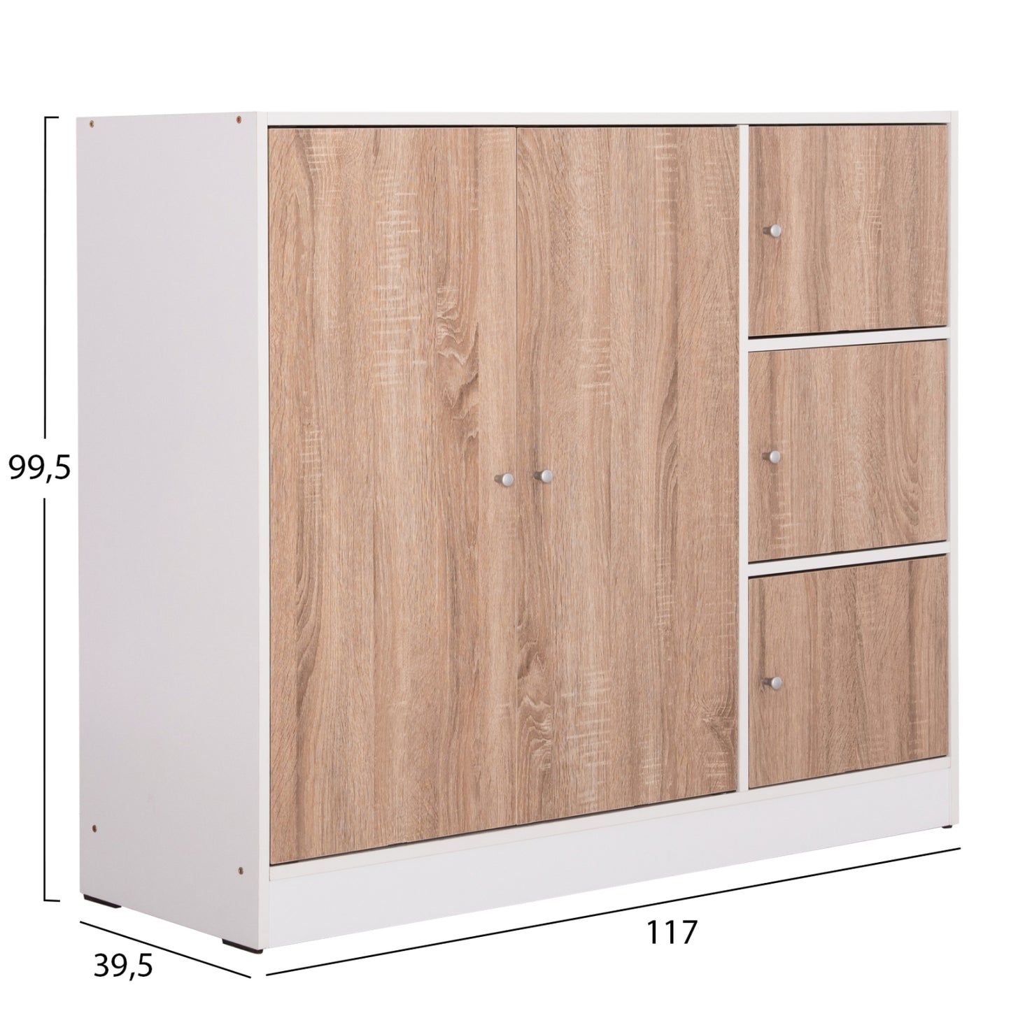 Cabinet With 4 Storage Spaces Matin Hm2480.01 Sonama Oak-white Melamine 117x39,5x99,5hcm.