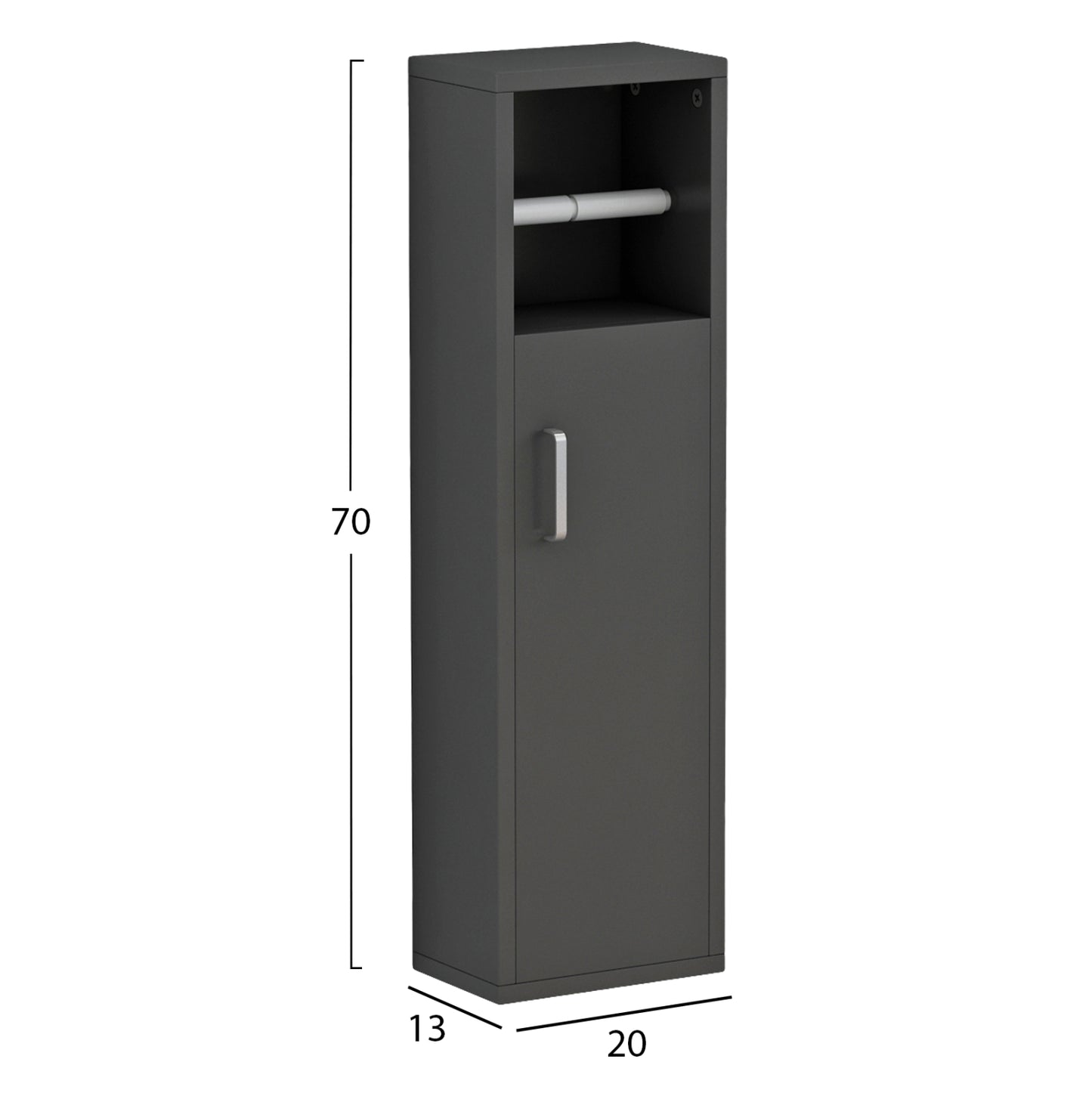 Bathroom Cabinet Damien Hm9025.11 Melamine In Anthracite Color 20x13x70hcm.