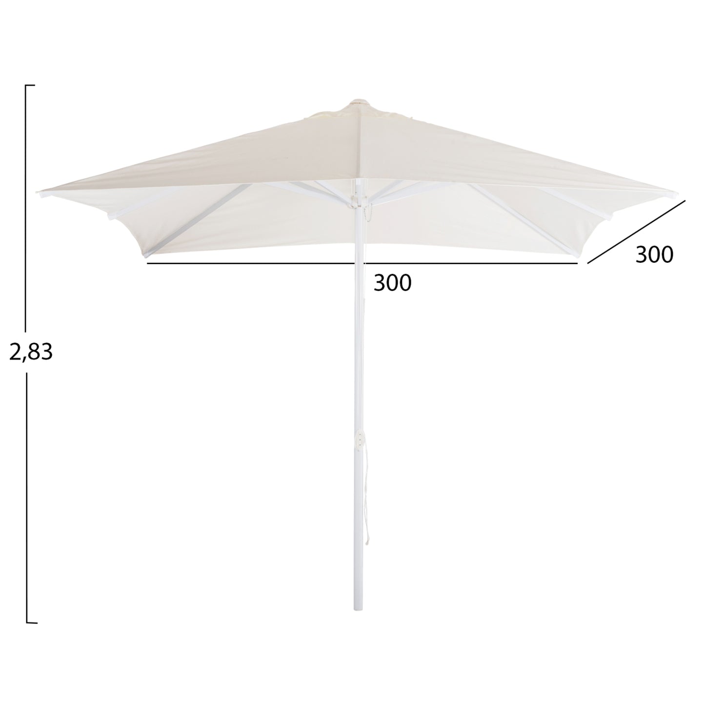 Professional Umbrella 3x3x2,83m Aluminum With Cloth In Beige Color Hm6026.01