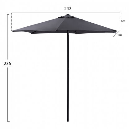 Aluminum Umbrella 2.50m With 6 Radies Gray Cloth Hm6030.10