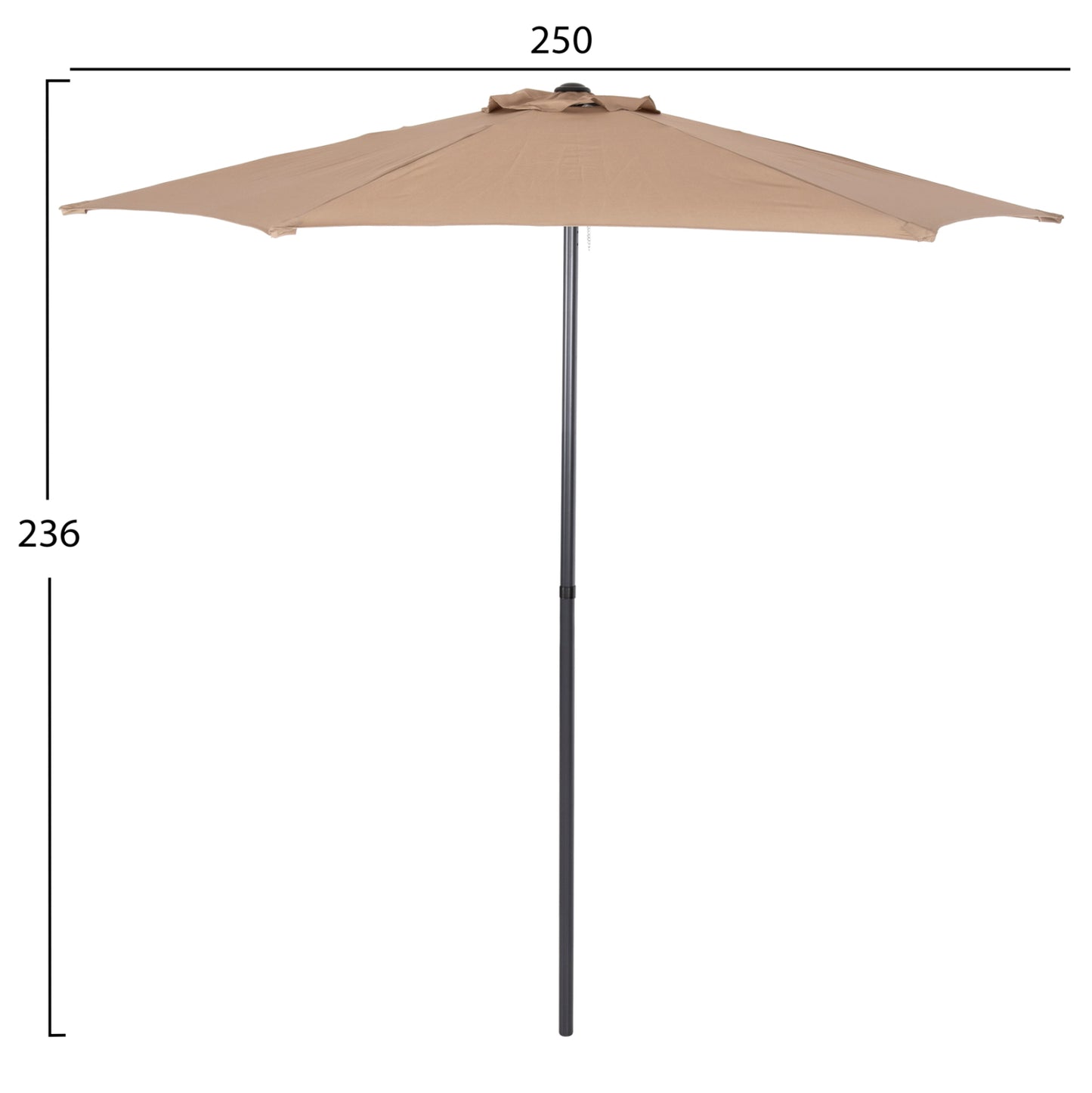Aluminum Umbrella With 6 Spokes Kacen Hm6030.04 Mocha-anthracite Φ250x236h Cm.