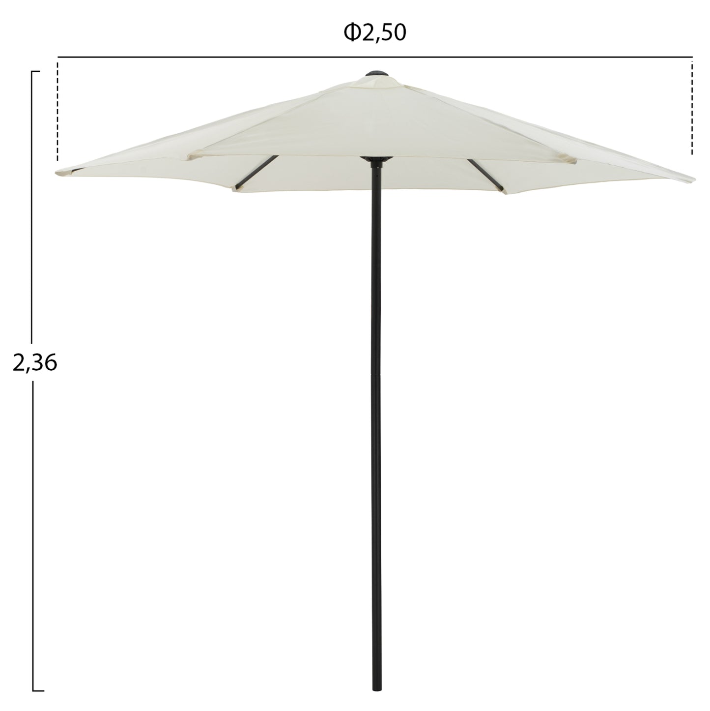 Aluminum Umbrella Hm6030.02 Ecru- Gray Φ250x236 Cm.